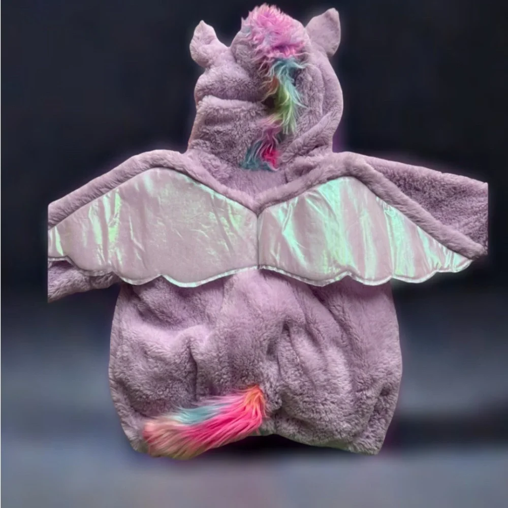 New- Toddler whimsical Rainbow Fleece   Unicorn Hooded Coat - Sweater Pullover